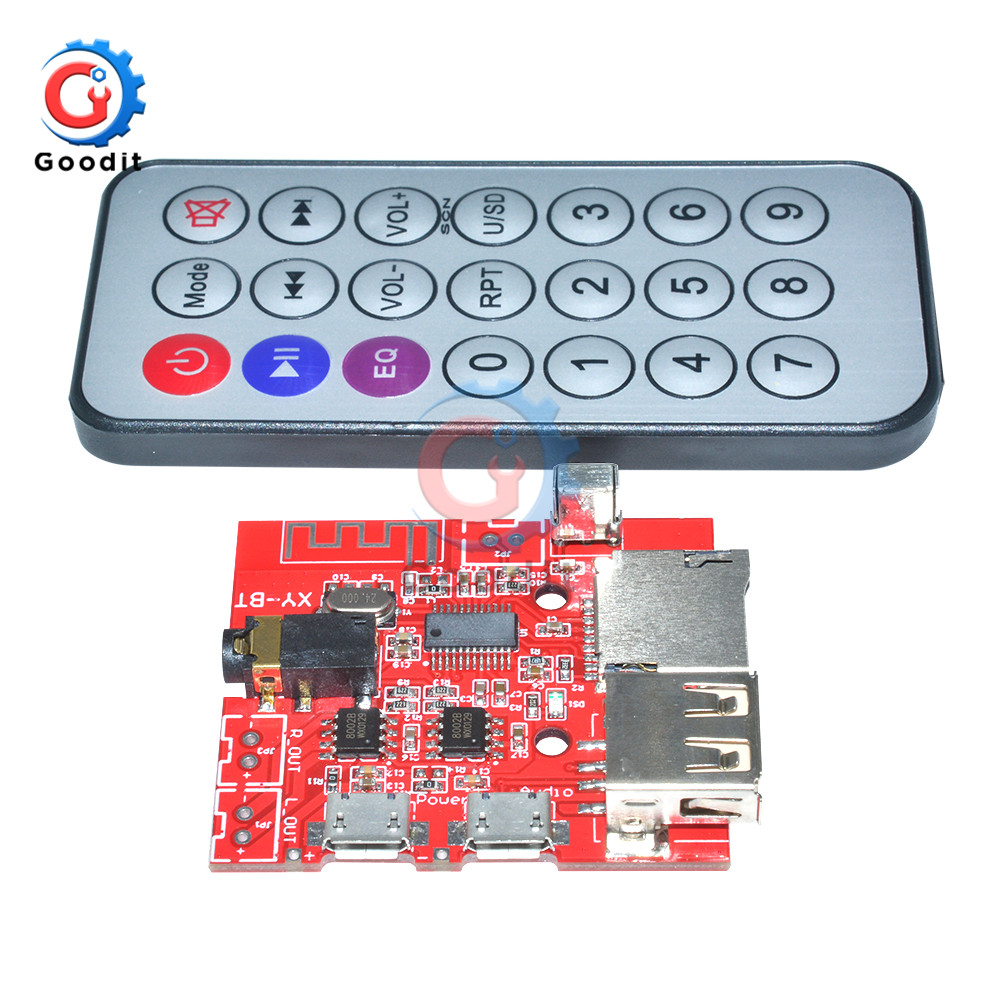 Car Bluetooth 4.1 MP3 WAV Decoding Board 3W Speaker Amplifier Audio Receiver Module Support USB/TF/U-DISK/IR Remote Control