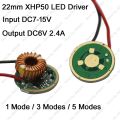 22mm 5 Modes 3 Modes 1 Mode XHP50 LED Driver Input DC7-15V Output DC6V 2.4A Used with Cree XHP50 6V LED Emitter Diode