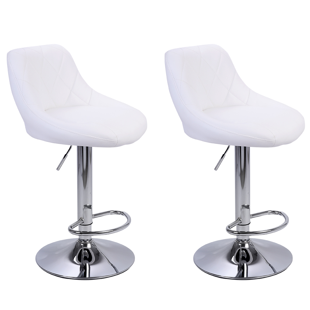 2pcs Adjustable Bar Chairs High Type with Disk No Armrest Rhombus Backrest Design Bar Stools Two Colors to Choose