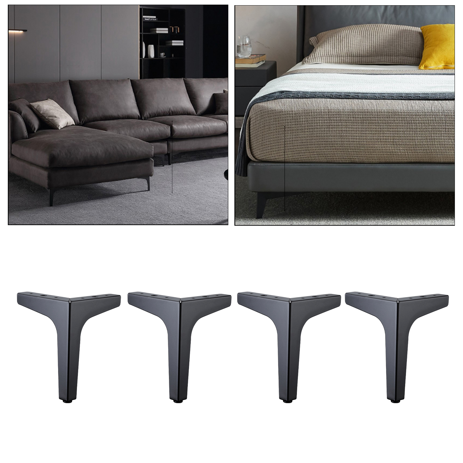 Metal Furniture Legs Sofa Loveseat Chair Sectional - Set of 4 Black/Gold/Chrome