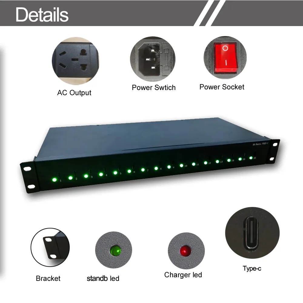 16-port Type-C charger Cabinet Type Detail presentation 