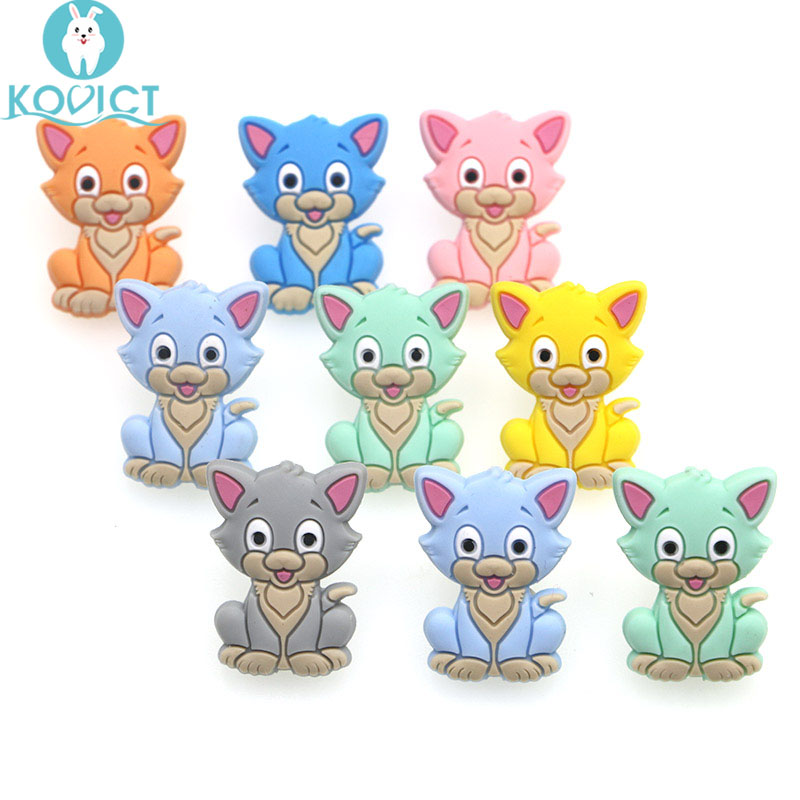 kovict 10pc/lot Mini Cat Silicone Beads Baby Dummy Cartoon Pacifier Toy Accessories
