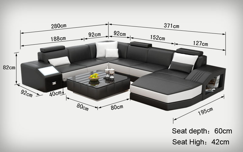 Factory luxury American style claret 1+2+3 adjustable headrest genuine leather seater L shape sofa set