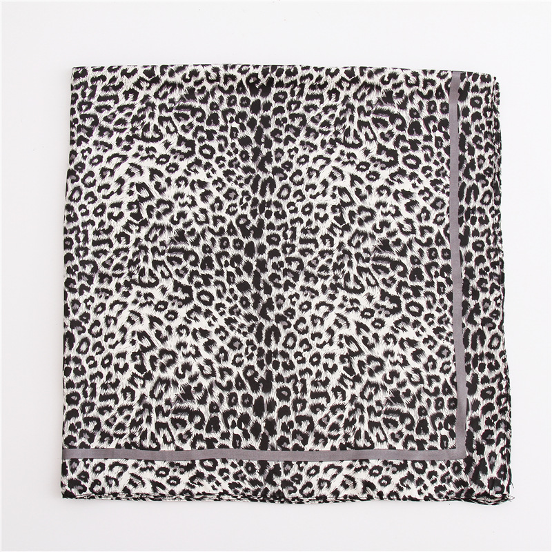 Fashion 2020 women silk feeling scarves square summer smooth large size wrap hijab Leopard Print headband stoles 90*90cm