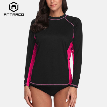 Attraco Women' Short Sleeve Rashguard Shirt Swimsuit Patchwork Swimwear Surfing Top Running Biking Shirt Rash Guard UPF50+