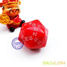 Bescon Polyhedral Dice 60-sided Gaming Dice, D60 die, D60 dice, 60 Sides Dice, 60 Sided Cube of Red Color