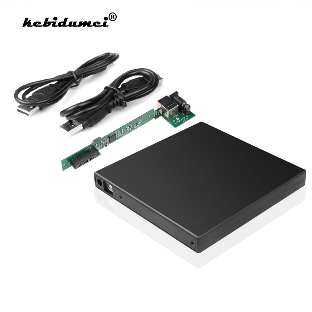 Kebidumei 12.7MM Slim DVD CD DVD-Rom IDE Case drive box USB 2.0 SATA external drive for Laptop Notebook Computer Wholesale