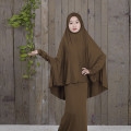 Abaya Kaftan Islamic Fashion Muslim Dress Clothing Arab Middle Eastern Teen Girl Solid Color Simple Dress Two-Piece Suit 4.17