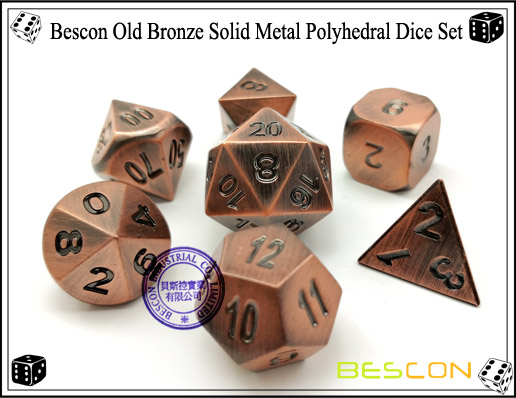 Bescon Old Bronze Solid Metal Polyhedral Dice Set-3