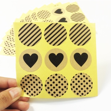 900 Pcs/lot Vintage Fashion Heart Dot Twill Round Kraft Paper Sticker For Handmade Products Gift Seal Sticker Label Scrapbooking