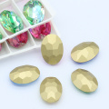 Laser color Oval Rhinestones Crystal K9 Glass for Jewelry Craft Pointback Crystal for Craft Glue on Clothing Garment Dress Beads