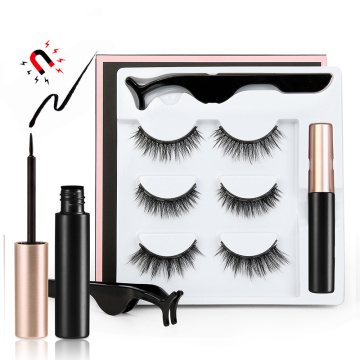 3D Magnetic Eyelashes+Tweezer Liquid Eyeliner Set Magnetic False Eyelashes Waterproof Long Lasting Eyelash Extension Tool TSLM1