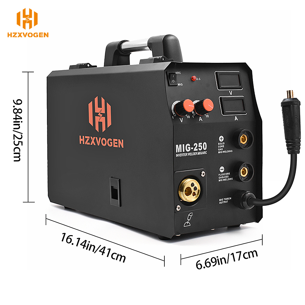 220V HZXVOGEN Welding Machine MIG250 MIG TIG ARC 3 in 1 Mig Welder With 10-25mm Qucik Connector WP17V TIG Torch For Soldering