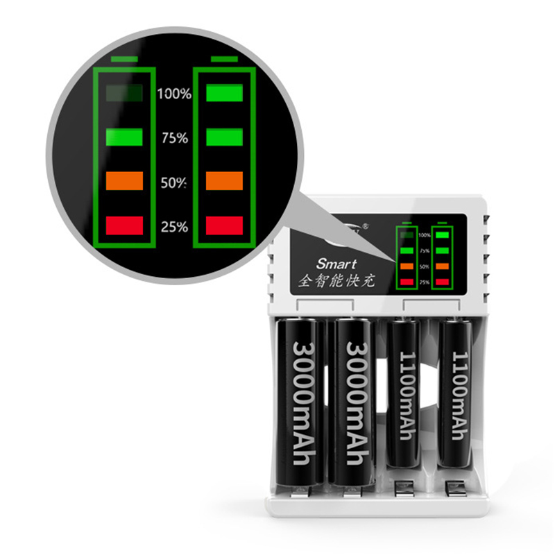 1pc 4 Slots Battery Charger Smart Rechargeable Battery Chargers 2 Colors For AA/AAA Ni-MH/Ni-Cd Rechargeable Battery