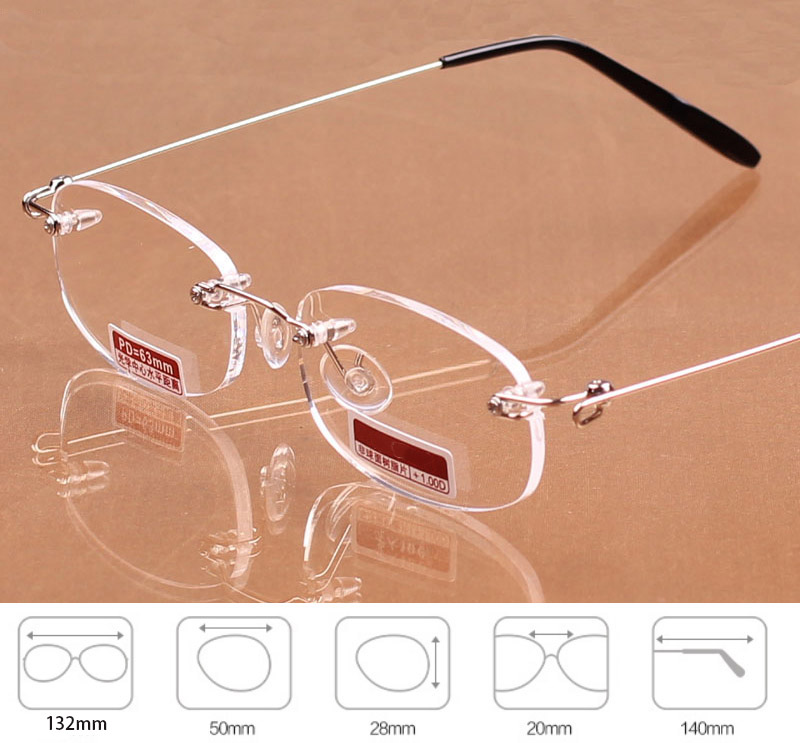 Rimless metal frame Nearsighted glass Ultralight Boxed Shortsighted Myopia glasses Women Men -1.0 -1.5 -2 -2.5 -3 -3.5 -4