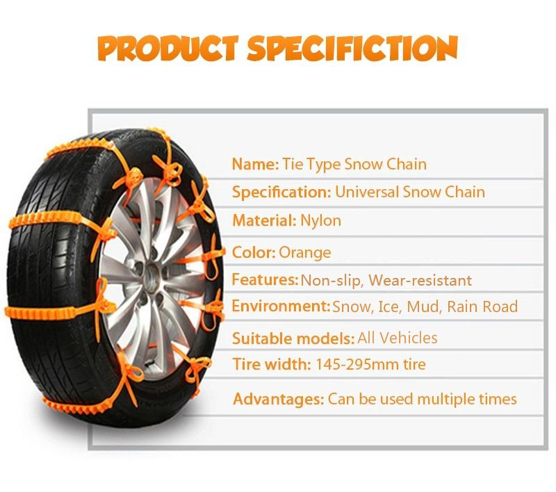 10Pcs/5Pcs Tire Wheel Chain Anti-slip Emergency Snow Chains For Ice/Snow/Mud/Sand Safe Driving Truck SUV Auto Car Accessories