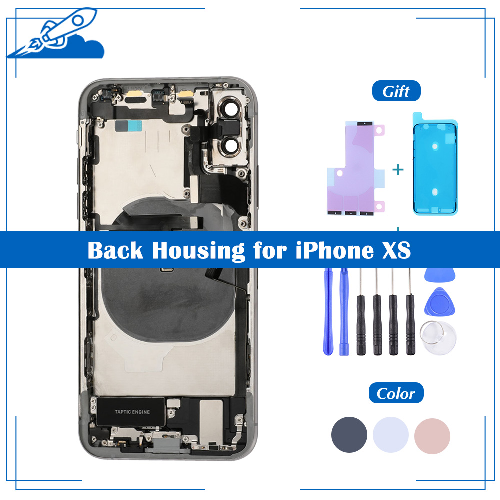 OEM Back Housing Cover For iPhone XS Battery Cover Middle Chassis Frame With SIM Tray Side Key Parts Flex Cable Full Assembly