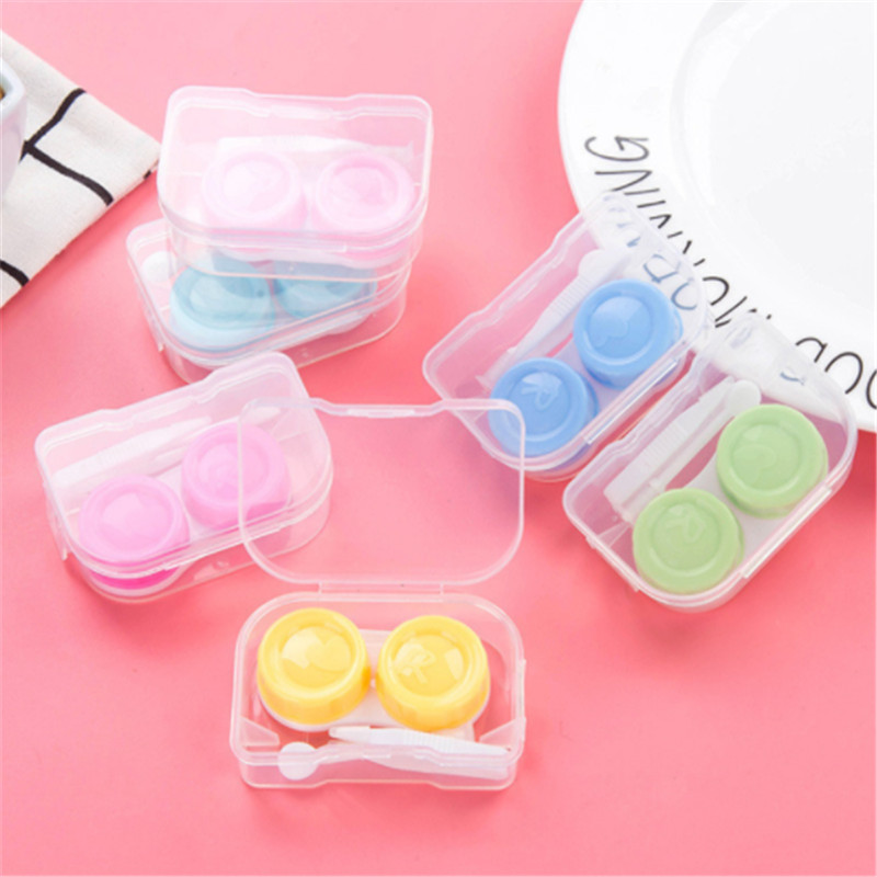 Contact Lens Case Candy Colored Many Styles Eye Contact Lens Box Travel Lens Container Women Invisible Box Eyewear Cleaning