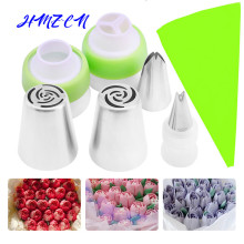 8PCS Rose Flower Leaf Cream Russian Tips Pastry Large Size Steel Stainless Nozzle Icing Piping Set Cupcake Cakes Baking Tools