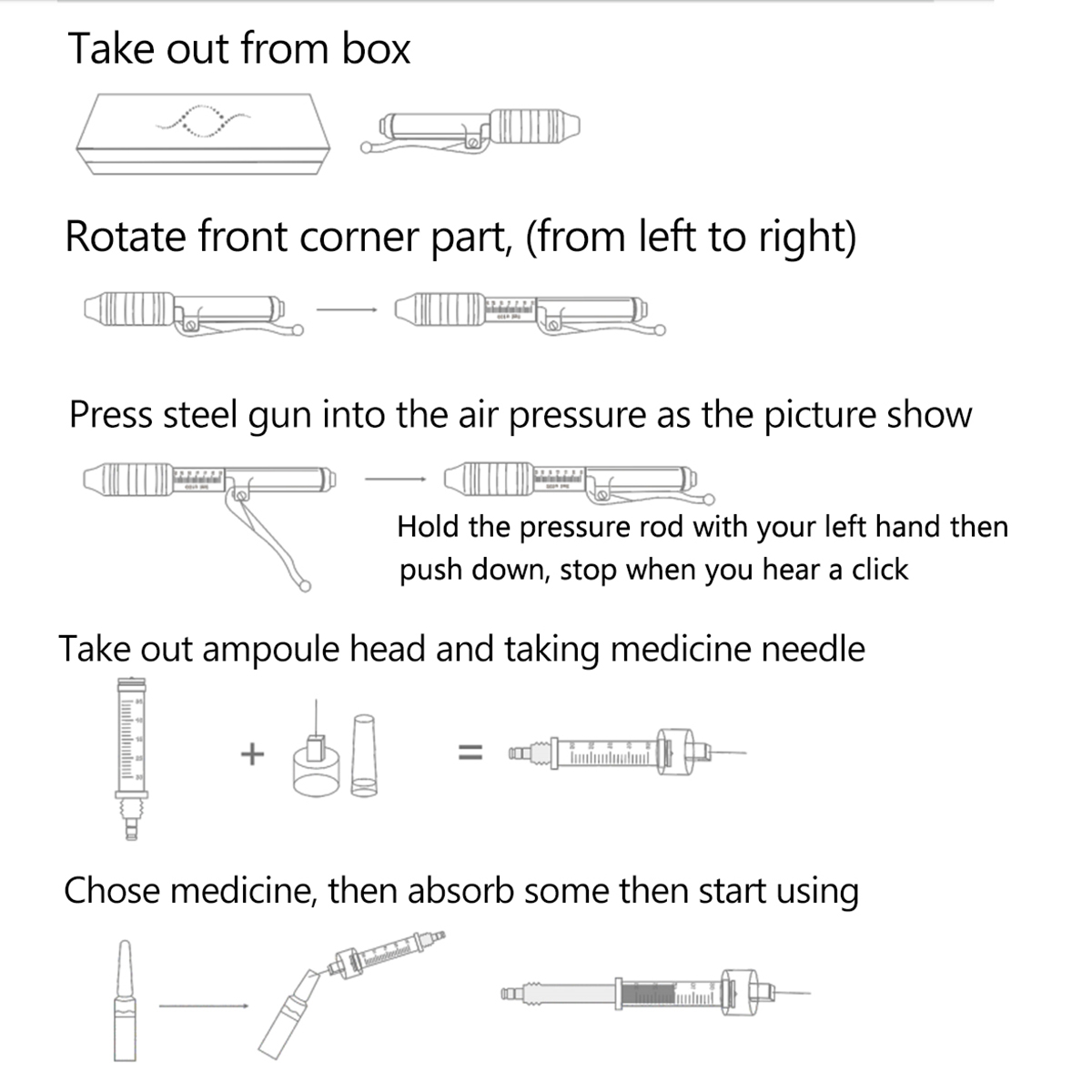 5pcs Replacement Hyaluron gun Accessories Non Invasive Wrinkle Removal Atomizer Nebulizer Accessorie lip dermal filler injector