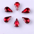 Narrow Teardrop Shape Glass Rhinestones With Claw Sew On Crystal Stone Strass Diamond Metal Base Buckle 20 pcs/pack