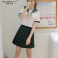 School Uniform Japanese Style Pleated Skirts JK Uniform for Girl High School Student Kawaii Green Sailor Cosplay Korean Clothing