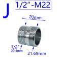 Brass 1/2" M16 M17 M18 M19 M20 M22 M24 M28 M32 Thread Connector Male Female For Bubbler Water Purifier Faucet Copper Fittings