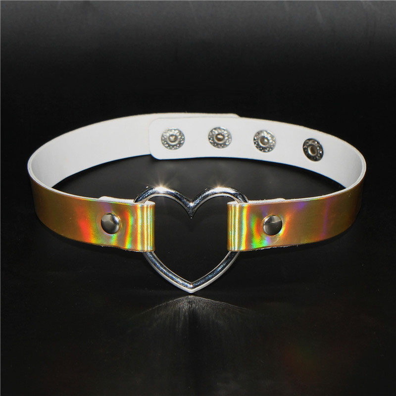 Punk Female Choker Harajuku Heart Chokers Necklaces Colorful Leather Buckle Belt Jewelry For Women Men Collar Accessories