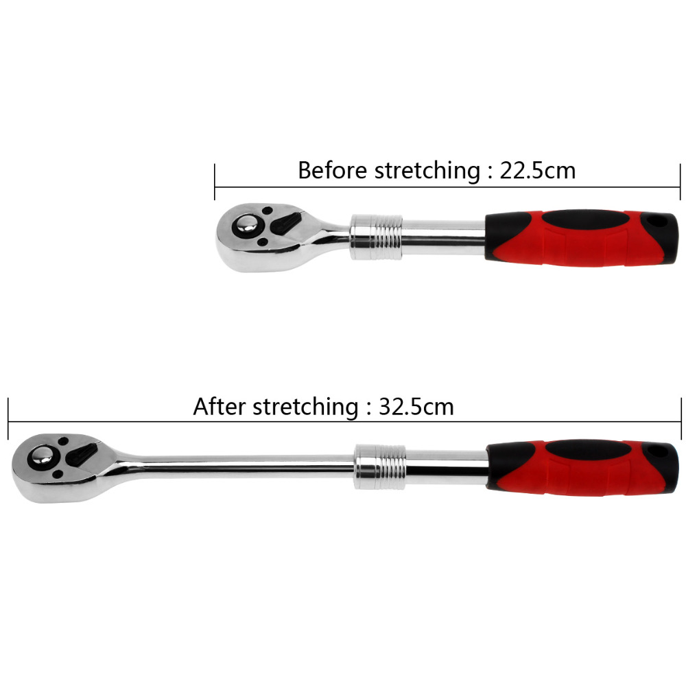 High Quality Flexible Ratchet Wrench Spanner 1/4" 3/8" 1/2" Cr-V Steel Torque Steel 72 Teeth Universal Vehicle Socket Wrench Kit