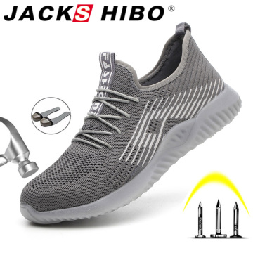 JACKSHIBO Breathable Safety Work Shoes For Men Male Steel Toe Cap Boots Construction Shoes Safety Boots Work Anti-Smashing