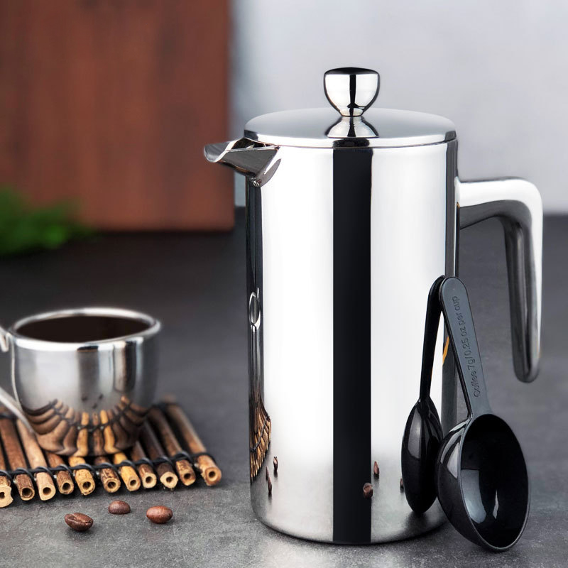 ROKENE Stainless Steel French Press Coffee Percolators Coffee Maker Double Walled Construction Coffee Press 3 Pieces Gifts