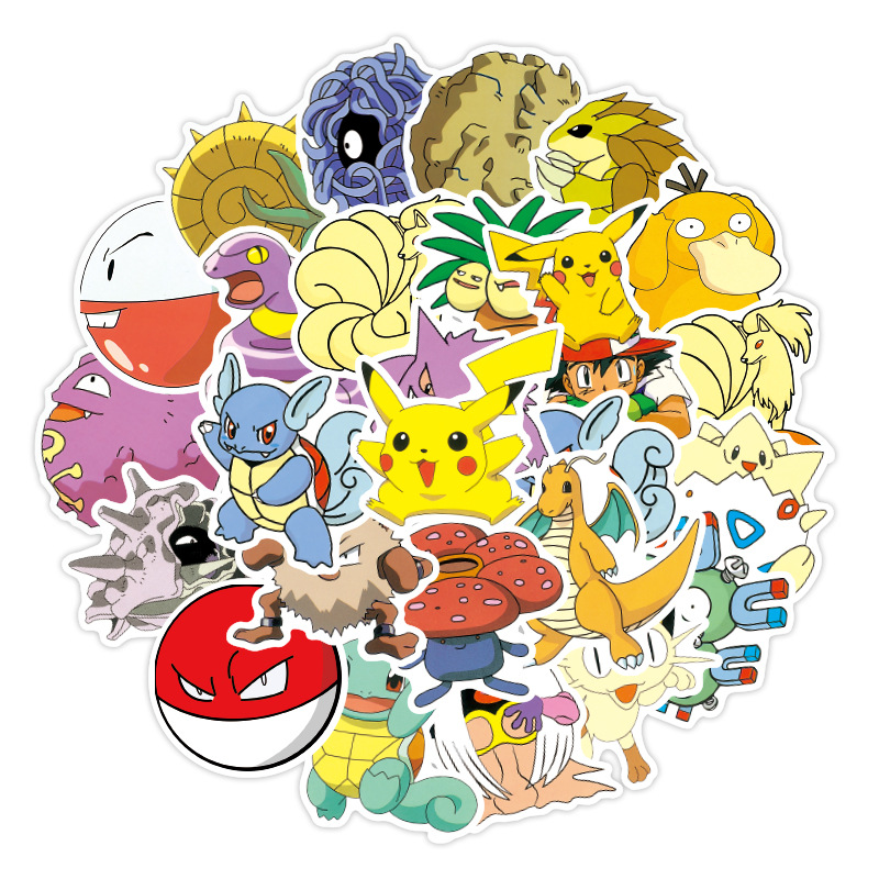 100 Pcs Cartoon Pokemon Graffiti Stickers Waterproof Decals DIY for Notebook Luggage Cup Laptop Car Styling Stationery Sticker