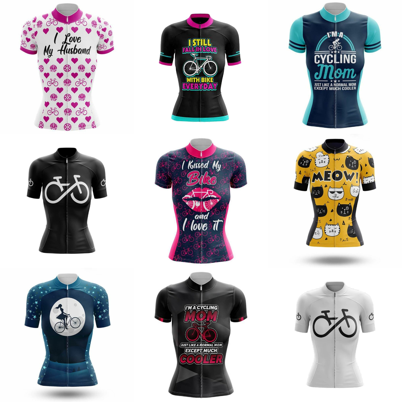 Women's Cyling Jersey Outdoor Road Bike Clothes Mtb Bicycle Short Sleeve Cycling Shirts Tops Cat Macaquinho Ciclismo Feminino