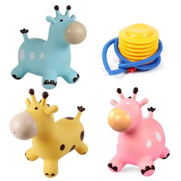 Inflatable Jumping Giraffe Inpany Bouncy Giraffe Hopper Bouncing Animal Ride Toys with Pump for Kids Toddlers
