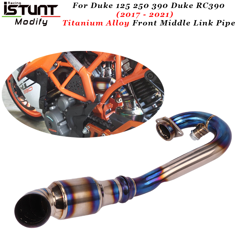 For Duke 125 250 390 Duke RC390 2017 - 2021 Motorcycle Exhaust System Escape Modified Titanium Alloy Front Middle Link Pipe