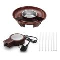 Electric Melting Pot 230V 260ml Chocolate Fondue Maker Candy Dessert Cheese Fountain Boiler ABS+Stainless Steel for 6-8 People