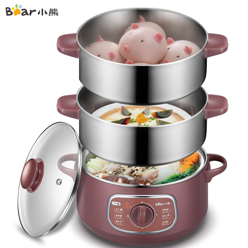 8L/800W 2 Layer Stainless Steamer Electric Food Steamers Egg Boiler Tempering Glass Lid Cooking Steaming/Boiling Kitchen Tools