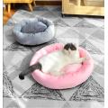 Cat Bed Round Winter Warm Dog Cat Bed Plus Velvet Sleeping Pad Cat Supplies Pet Kennel Removable Mat