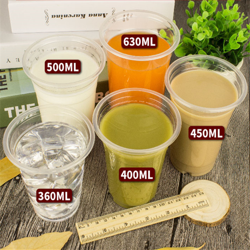 50pcs 95 caliber disposable milk tea plastic cup varies size transparent cups snack coffee takeaway packaging cups with lids
