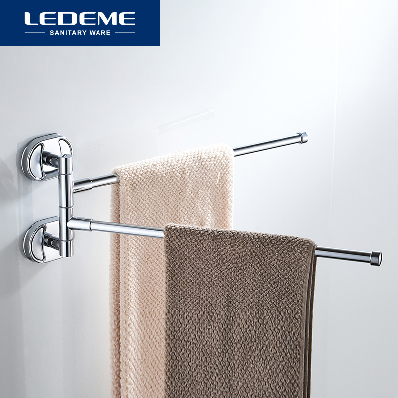 LEDEME Stainless Steel Towel Bar Rotating Towel Rack Bathroom Kitchen Wall-mounted Towel Polished Rack Holder Hardware L1912