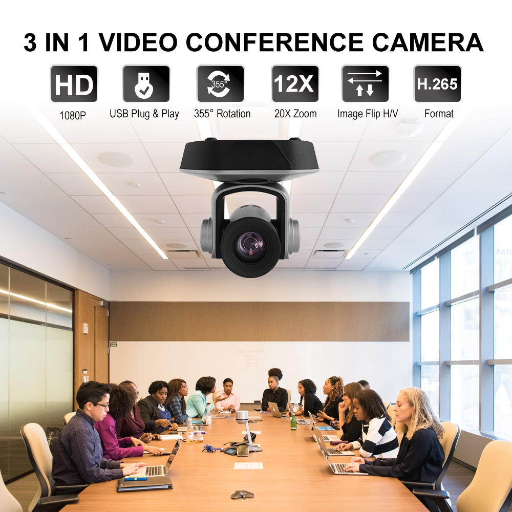 1080P PTZ IP video conference camera HD-SDI/USB3.0 (optional) 2MP HDMI H.265 Camera 12X/20X zoom with remote adapter