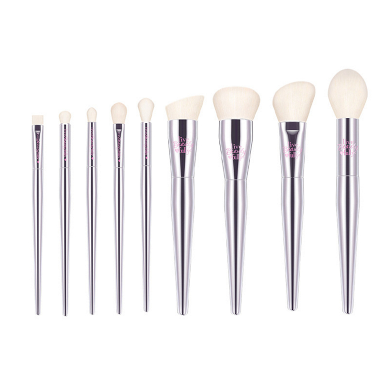 Professional 8/9/19pcs Makeup Brushes Set Live Beauty Fully Silver IT Cosmetic Brush Kit Face Eyes Makeup Tool Collection