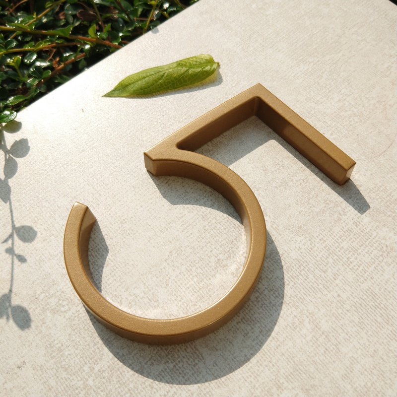 12cm Golden Floating Modern House Number Lacquered Door Home Address Numbers for House Digital Outdoor Sign Plates 5 In. #0-9