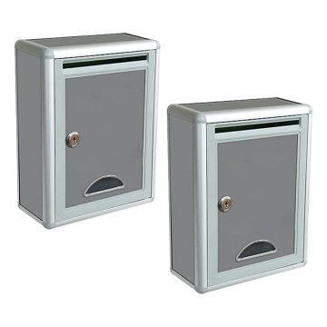 2pcs Aluminium Alloy Wall Mounted Mailbox Lockable Letterbox Post Box Vertical Locking Drop Mail Box for Home Garden Wall Decor