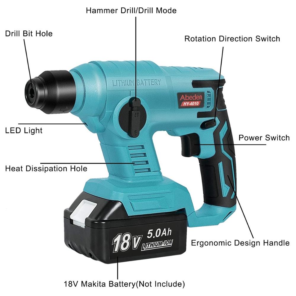 18V Makita Cordless Hammer Drill Brushed Motor Only for Original Makita 18V Battery Rotary without Battery Impact Power Tool