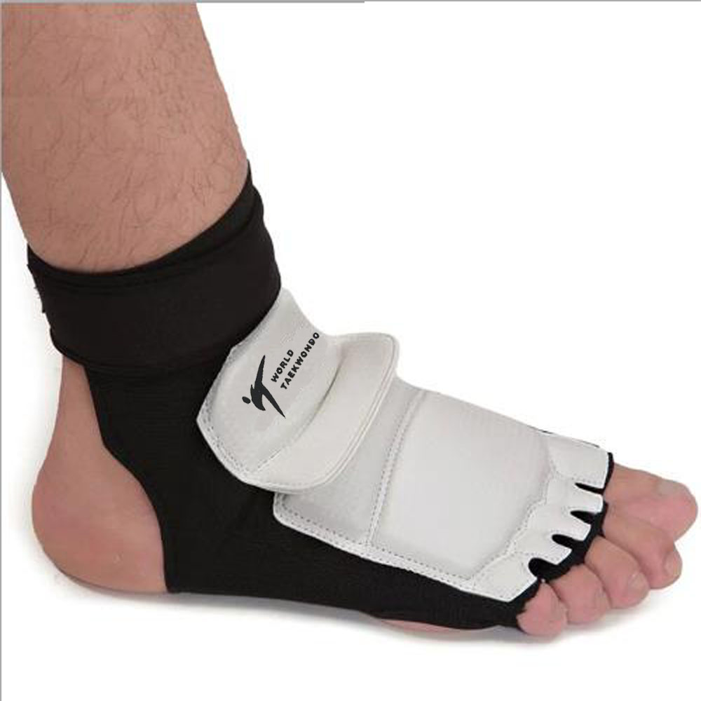 New WT Taekwondo PU Leather Foot Gloves Sparring Karate Ankle Protector Guard Gear Boxing Martial Arts Foot Guard Sock Adult Kid