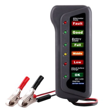 Car Battery Tester 12V 6 LED Light Auto Digital Alternator Charging Tester for Car Motorcycle Auto Diagnostic Tool