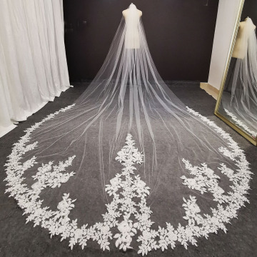 Luxury 4 Meters Long Lace Wedding Veil with Comb White Ivory Bridal Veil High Quality Bride Headpieces Wedding Accessories 2021