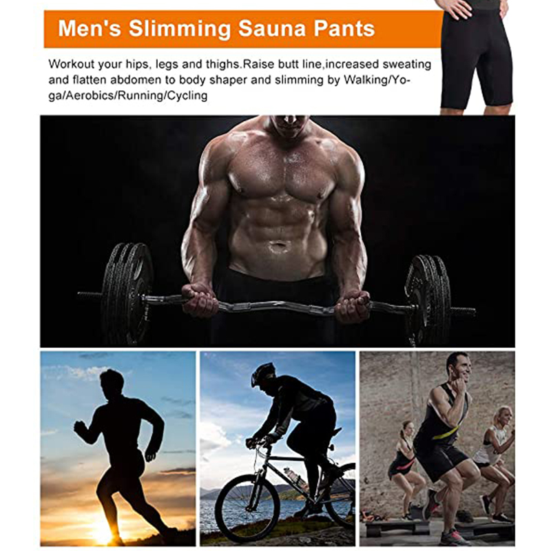 Sweat Sauna Pants Men Neoprene Slimming Pants Fitness Workout Body Shaper Shorts weight loss Athletic Gym Sportwear Hot Thermo