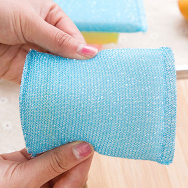 4 Pcs/set Microfiber Antibacterial Kitchen Scouring Pads Double Side Sponges Scourer Non Odor Dish Scrubber Brush